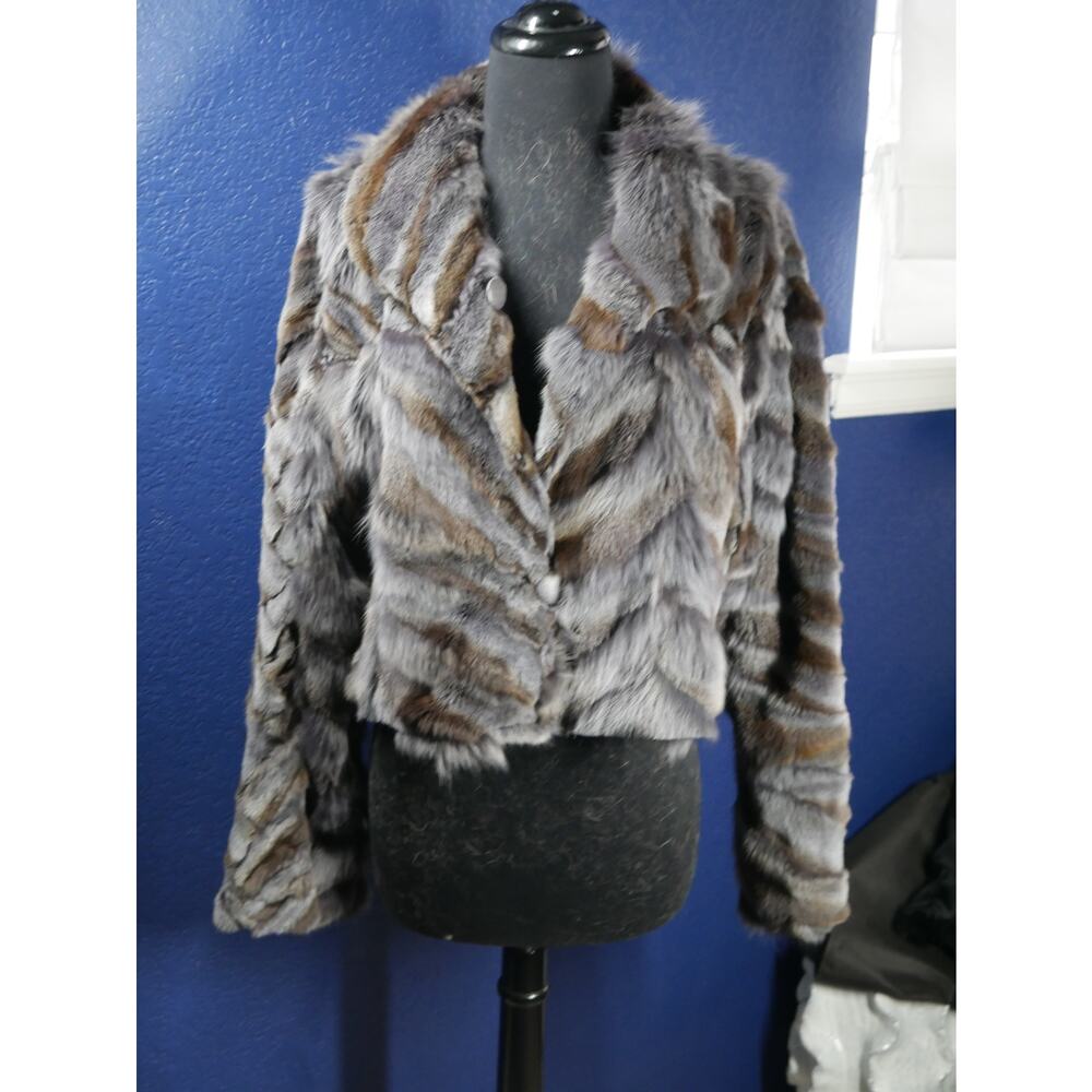 Beautiful BoHo Purple Fox paw Fur reversible Coat Jacket Burning Man